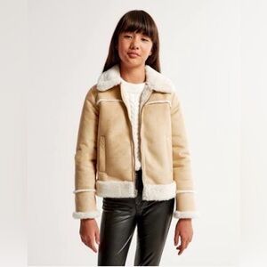 Abercrombie Kids Suede Jacket with Cream Faux fur Accents
